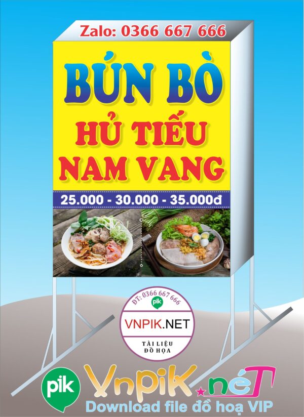 Bảng quảng cáo quán ăn bún bò file corel