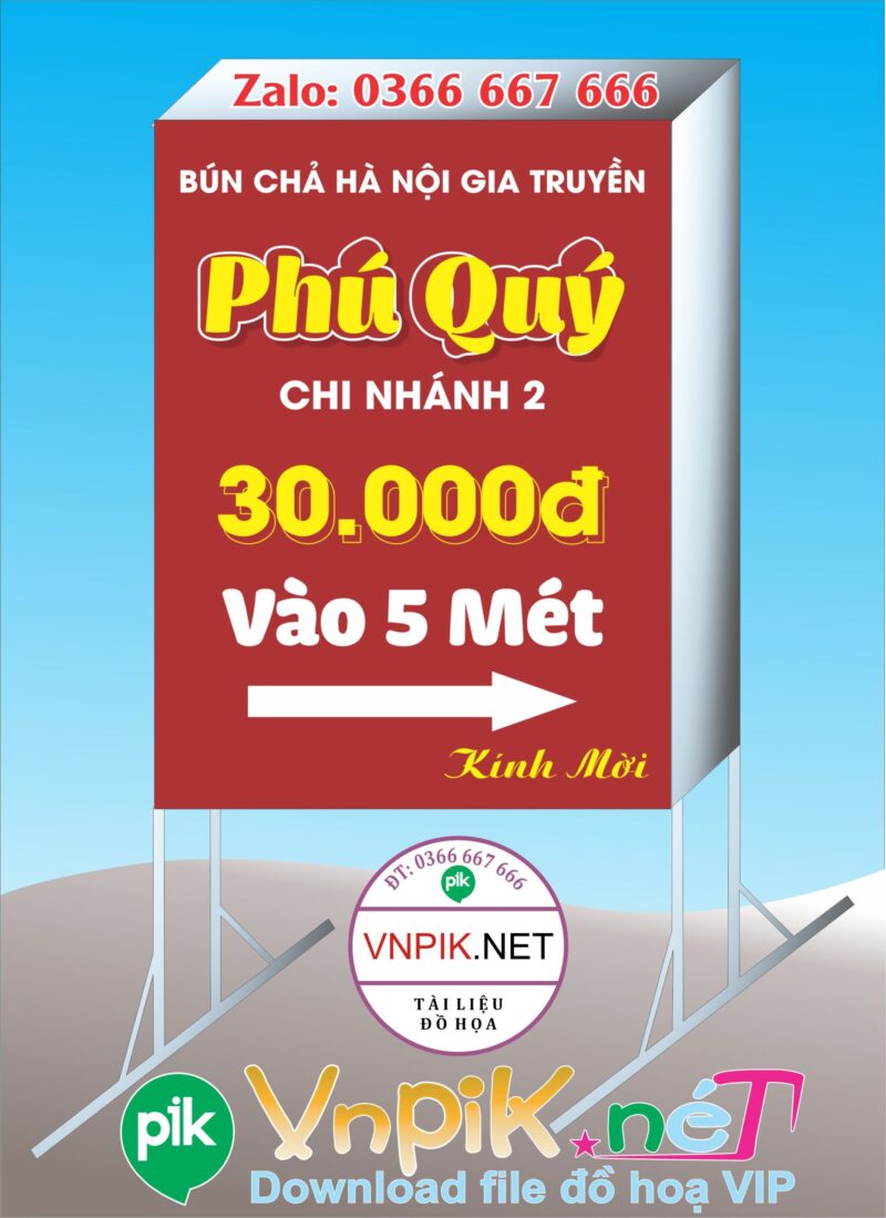 Bảng quảng cáo quán bún chả hà nội file corel