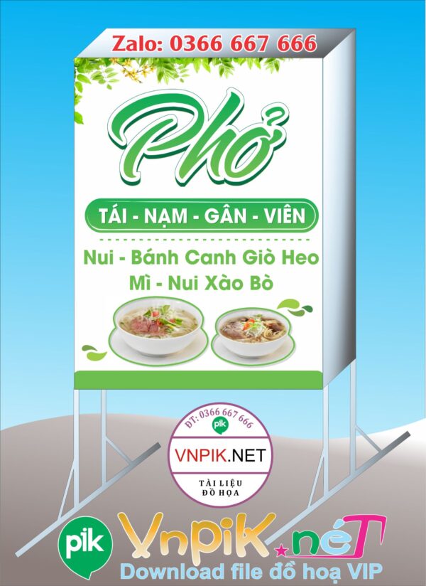 Bảng quảng cáo quán phở ăn sáng file corel