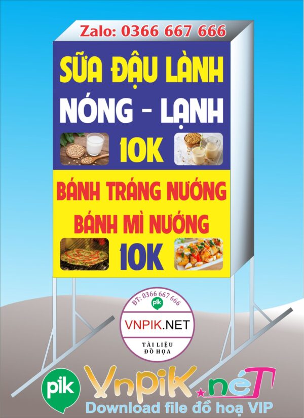Bảng quảng cáo quán sữa đậu nành file corel