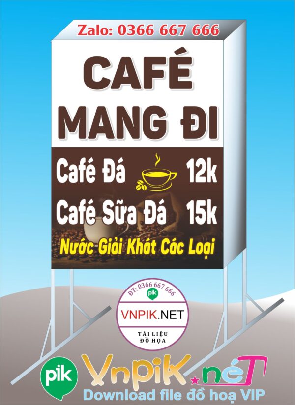 Bảng quảng cáoquán cà phê mang đi cdr file corel