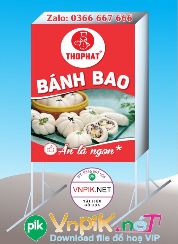 Bảng quảng tiệm bánh bao thọ phát file corel