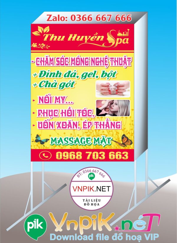 Mẫu bảng biển quảng cáo Spa thu huyền, chăm sóc móng
