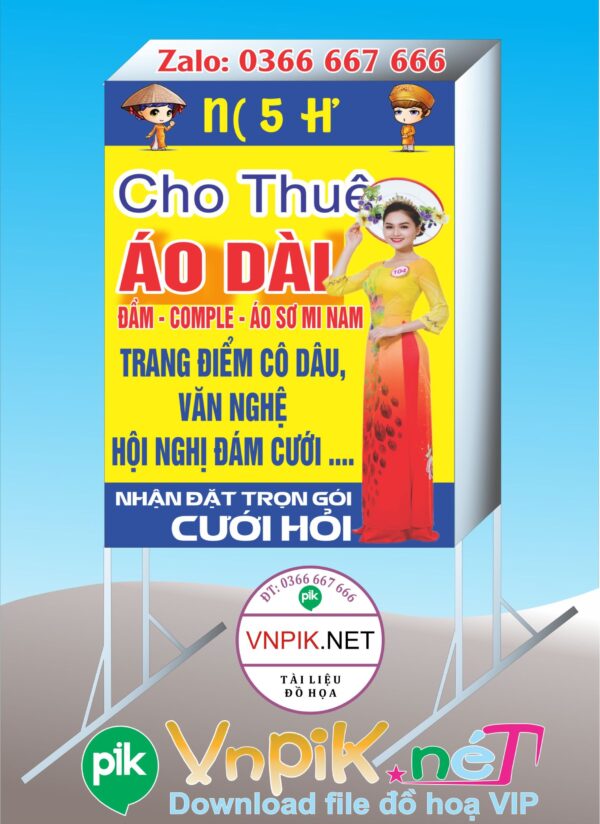 Mẫu bảng biển quảng cáo cho thuê áo dài thu nga
