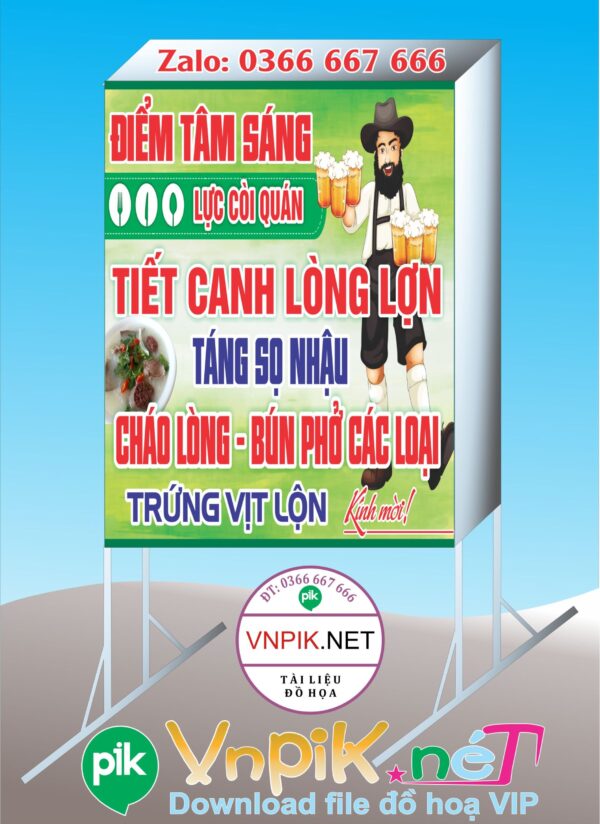 Mẫu bảng biển quảng cáo lòng lợn tiết canh, đồ nhậu, cháo lòng, bún cá
