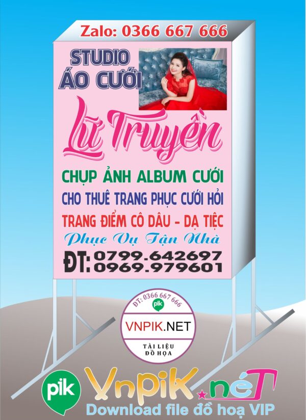 Mẫu bảng hiệu áo cưới studio Lữ Truyền