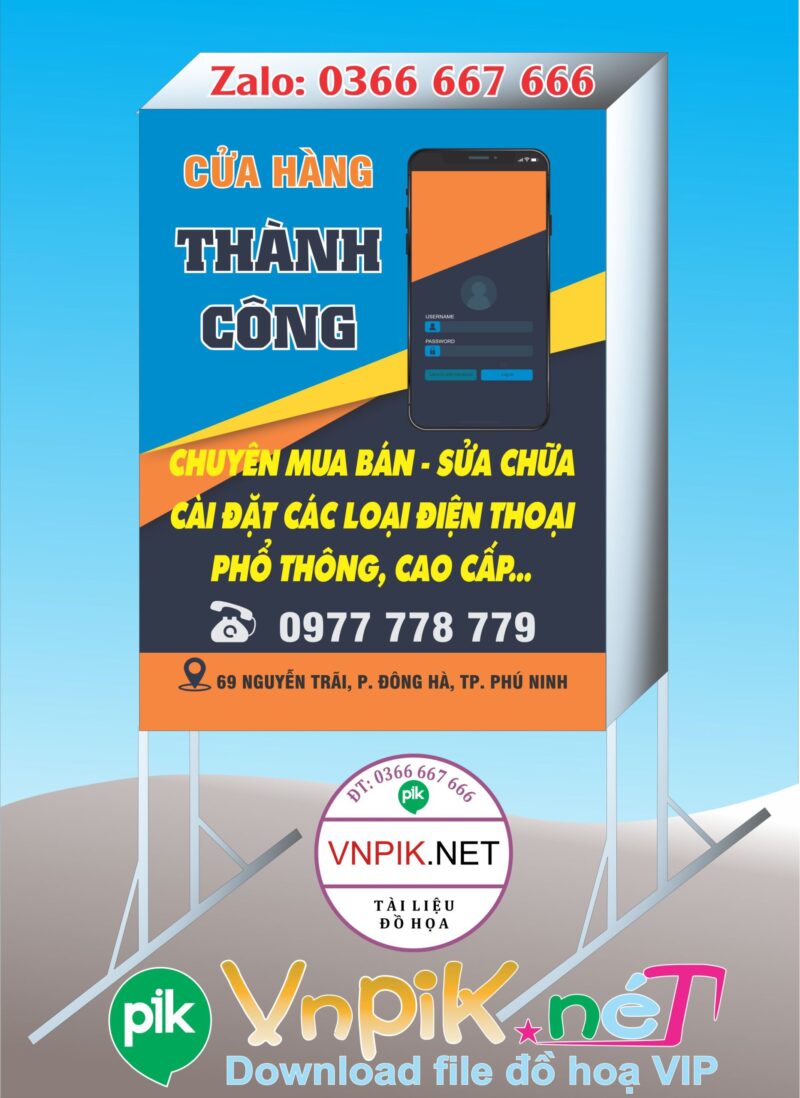 Mẫu bảng hiệu cửa hàng điện thoại Thành Công