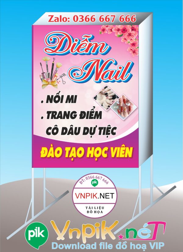 Mẫu bảng hiệu hộp đèn salon tóc nail nối mi Diễn