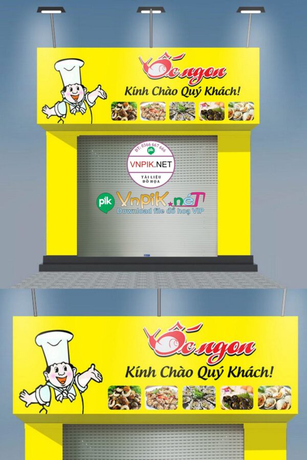 Mẫu bảng hiệu quán ăn ốc ngon file corel