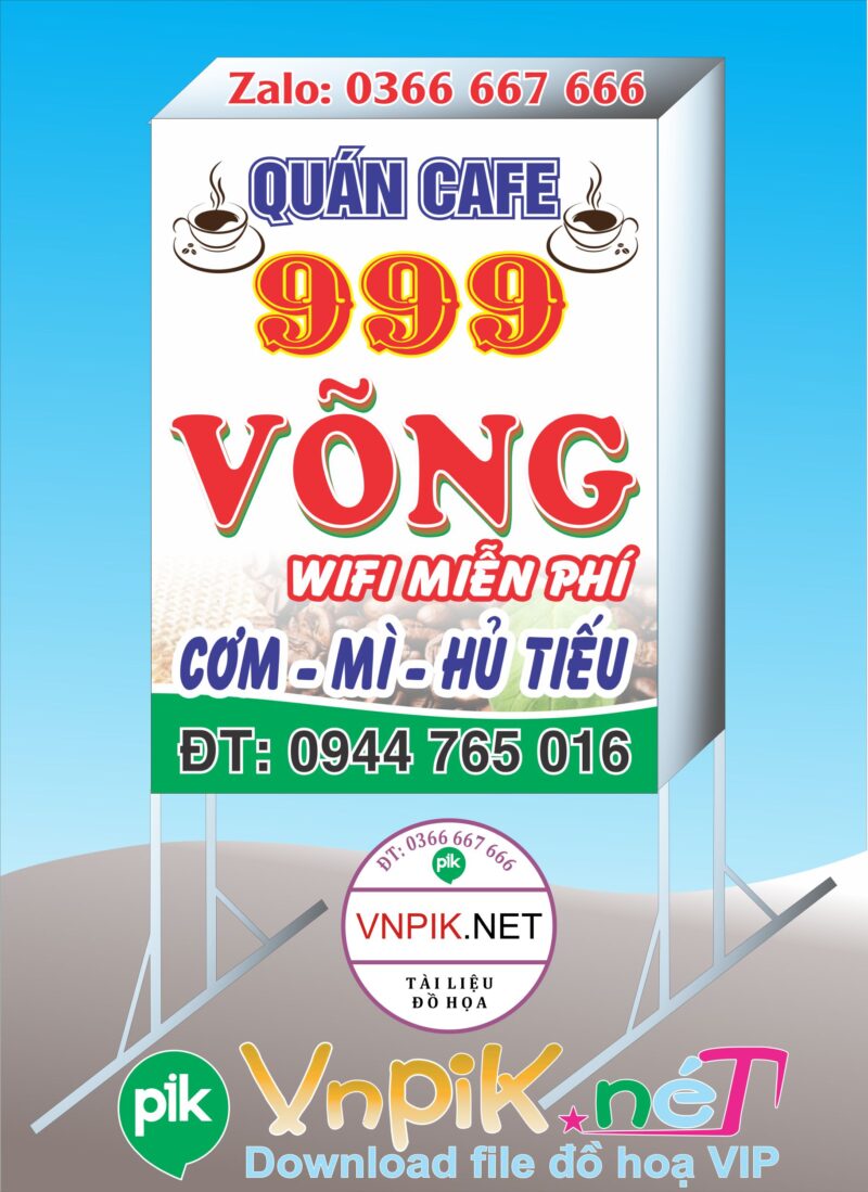 Mẫu bảng hiệu quán cà phê võng 999