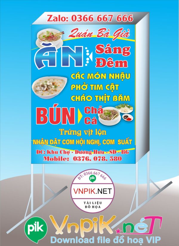 Mẫu bảng quảng cáo ăn sáng bún chả cá