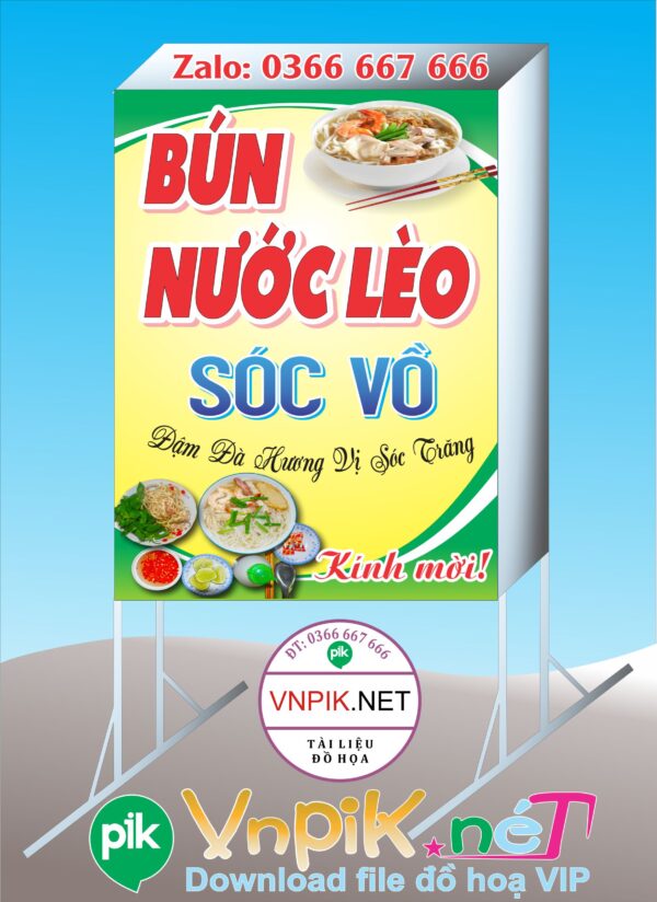 Mẫu bảng quảng cáo ăn sáng bún nước lèo