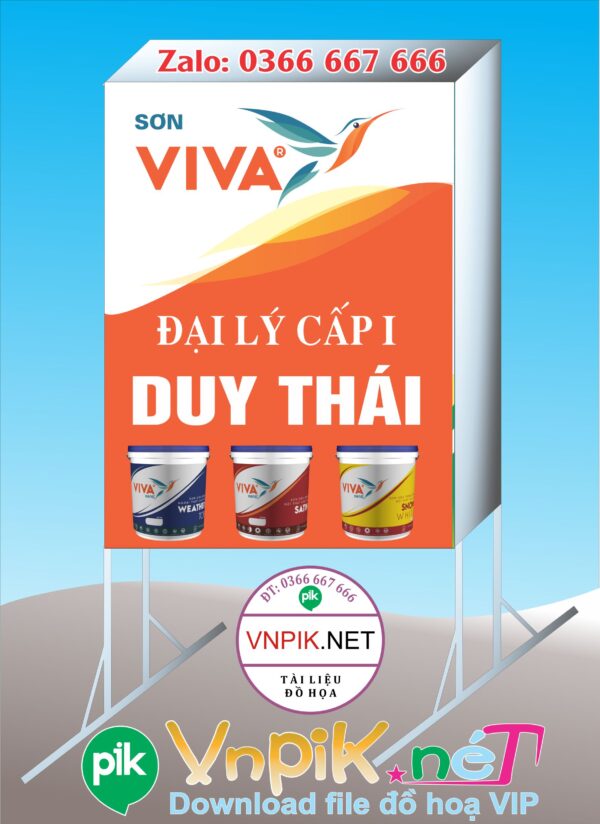 Mẫu bảng quảng cáo biển vẫy đại lý sơn viva file corel