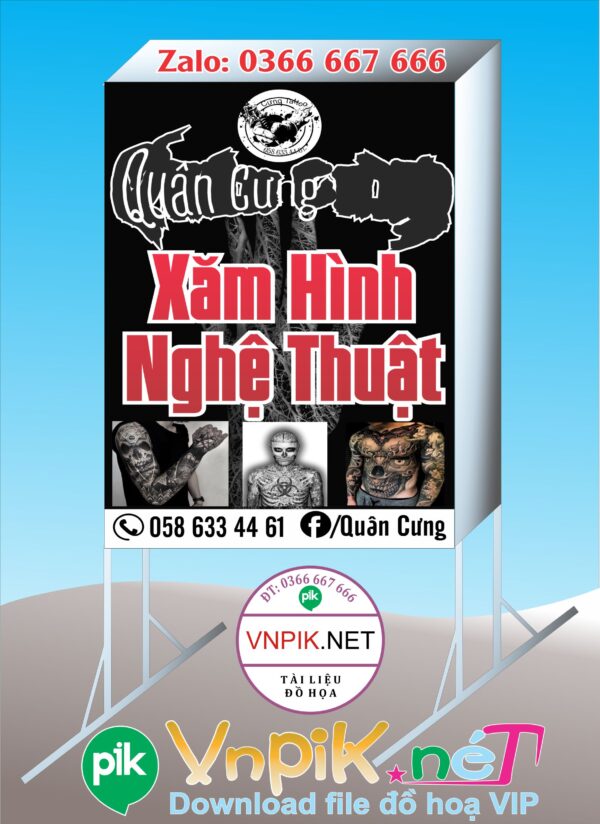 Mẫu bảng quảng cáo biển vẫy xăm hình nghệ thuật