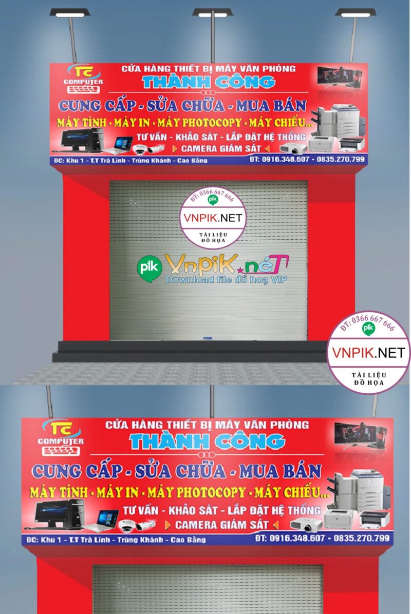 Mẫu bảng quảng cáo cửa hàng bán máy vi tính thiết bị văn phòng
