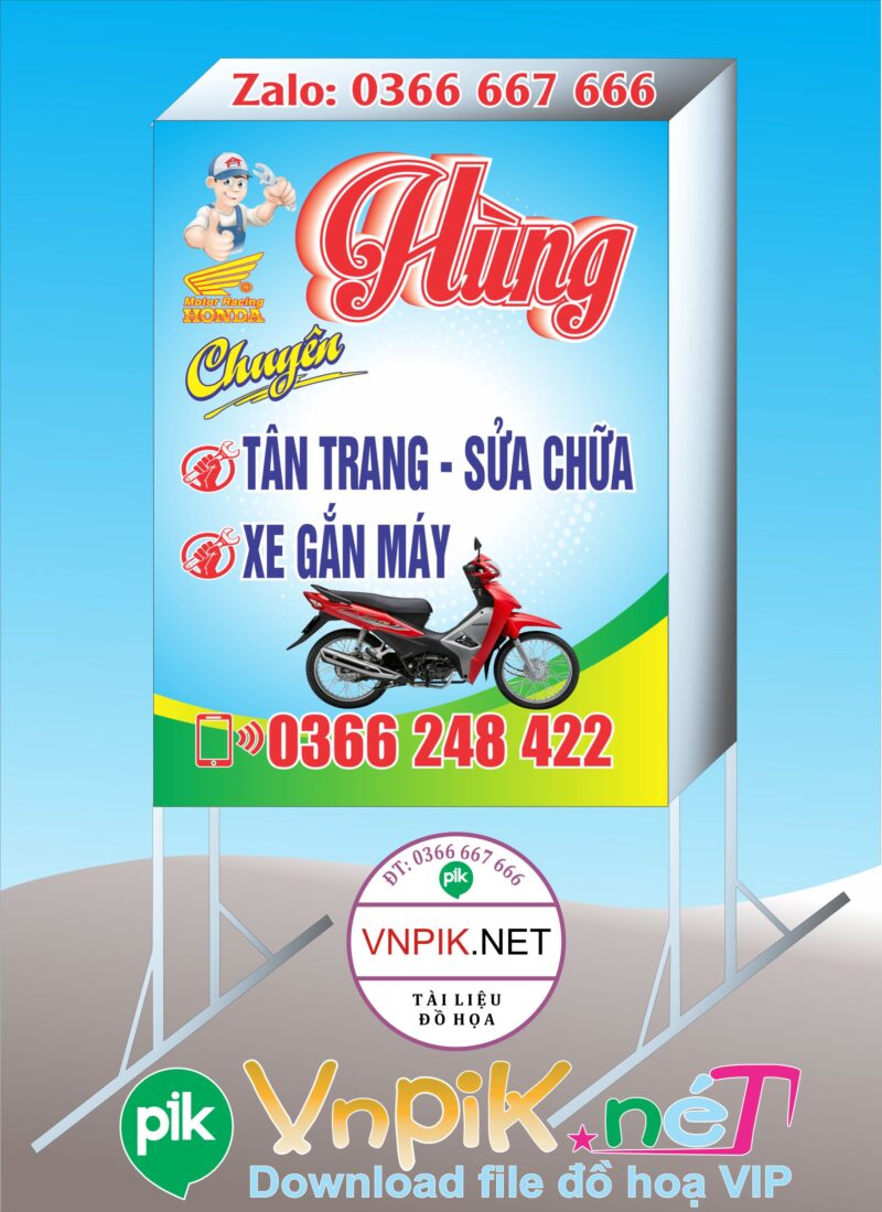 Mẫu bảng quảng cáo tiệm sửa xe file corel