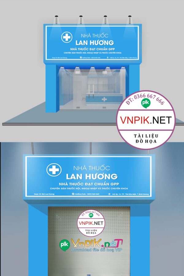 Mẫu biển quảng cáo tiệm thuốc tâyLan Hương file corel
