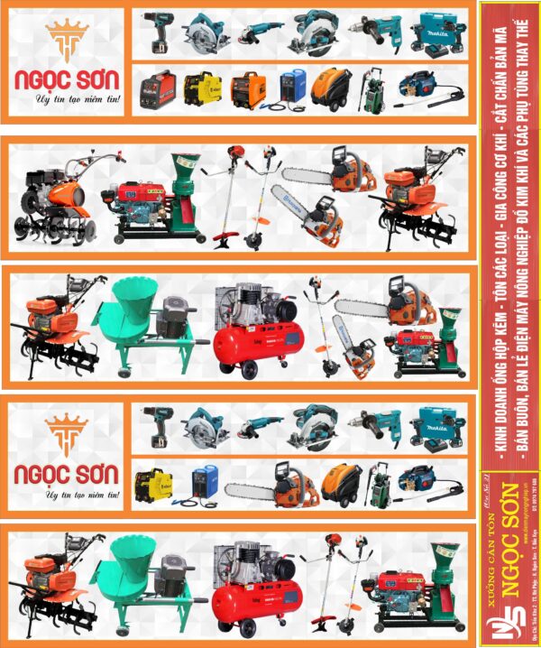 Mẫu biển xưởng cán tôn ngọc sơn. bán các loại máy nông nghiệp