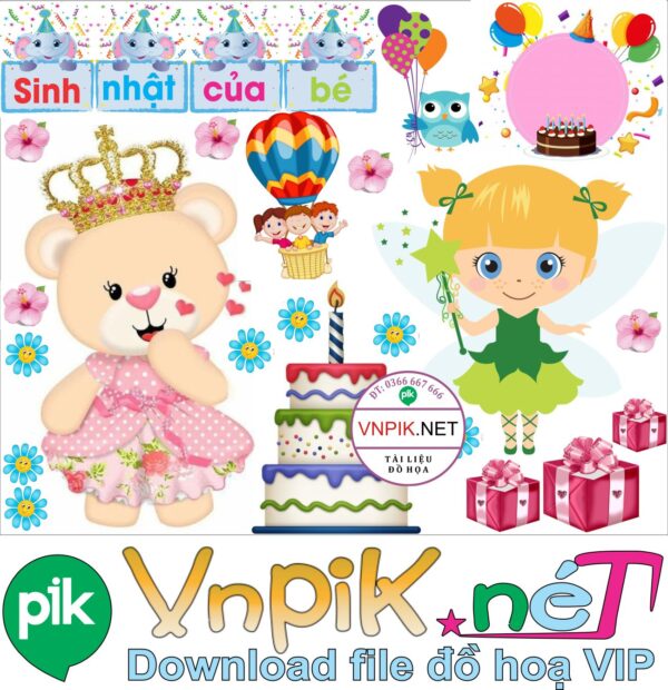 Trang trí phòng học – Sinh nhật của bé #2 file PDF & CDR