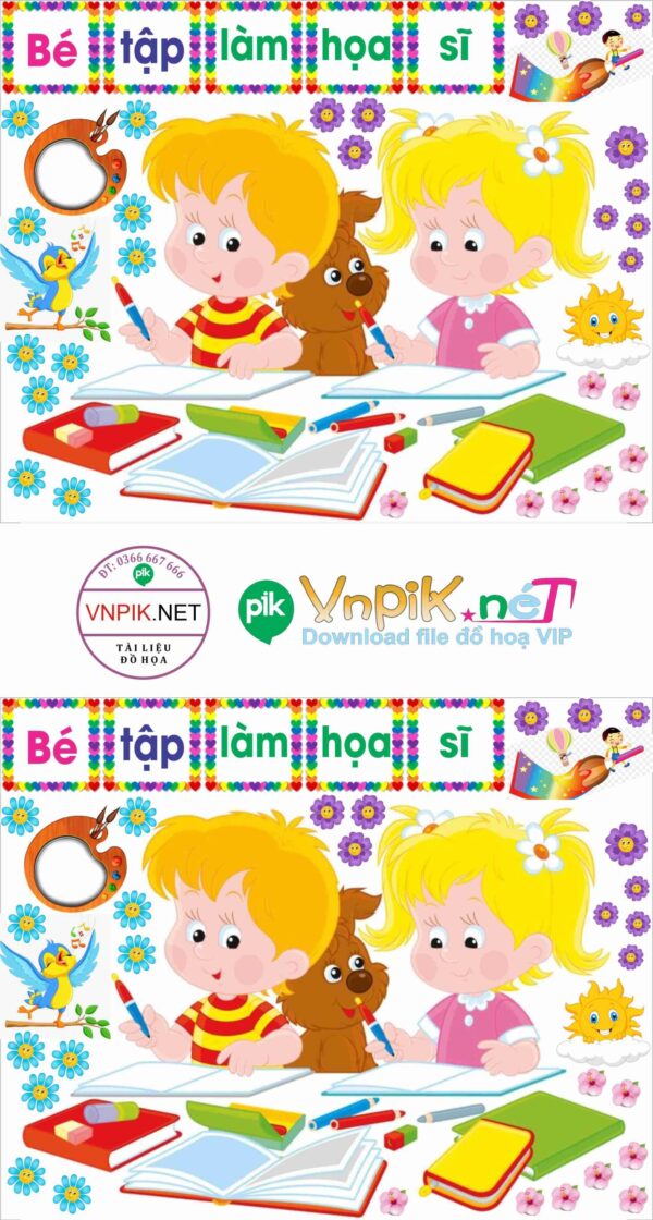 Trang trí phòng học – bé tập làm họa sĩ file PDF & CDR