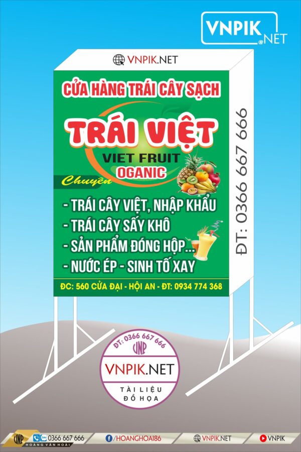 Mẫu biển quảng cáo cửa hàng trái cây sạch