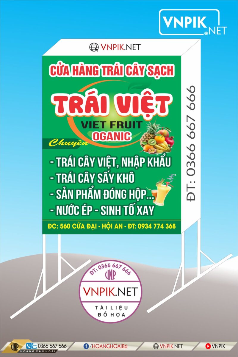 Mẫu biển quảng cáo cửa hàng trái cây sạch
