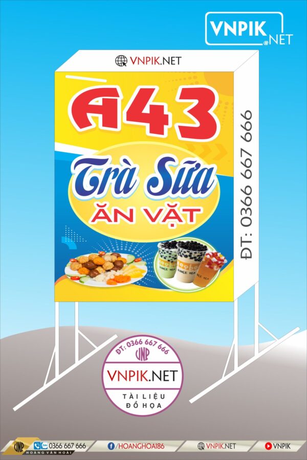 Mẫu biển quảng cáo trà sữa ăn vặt quân a43